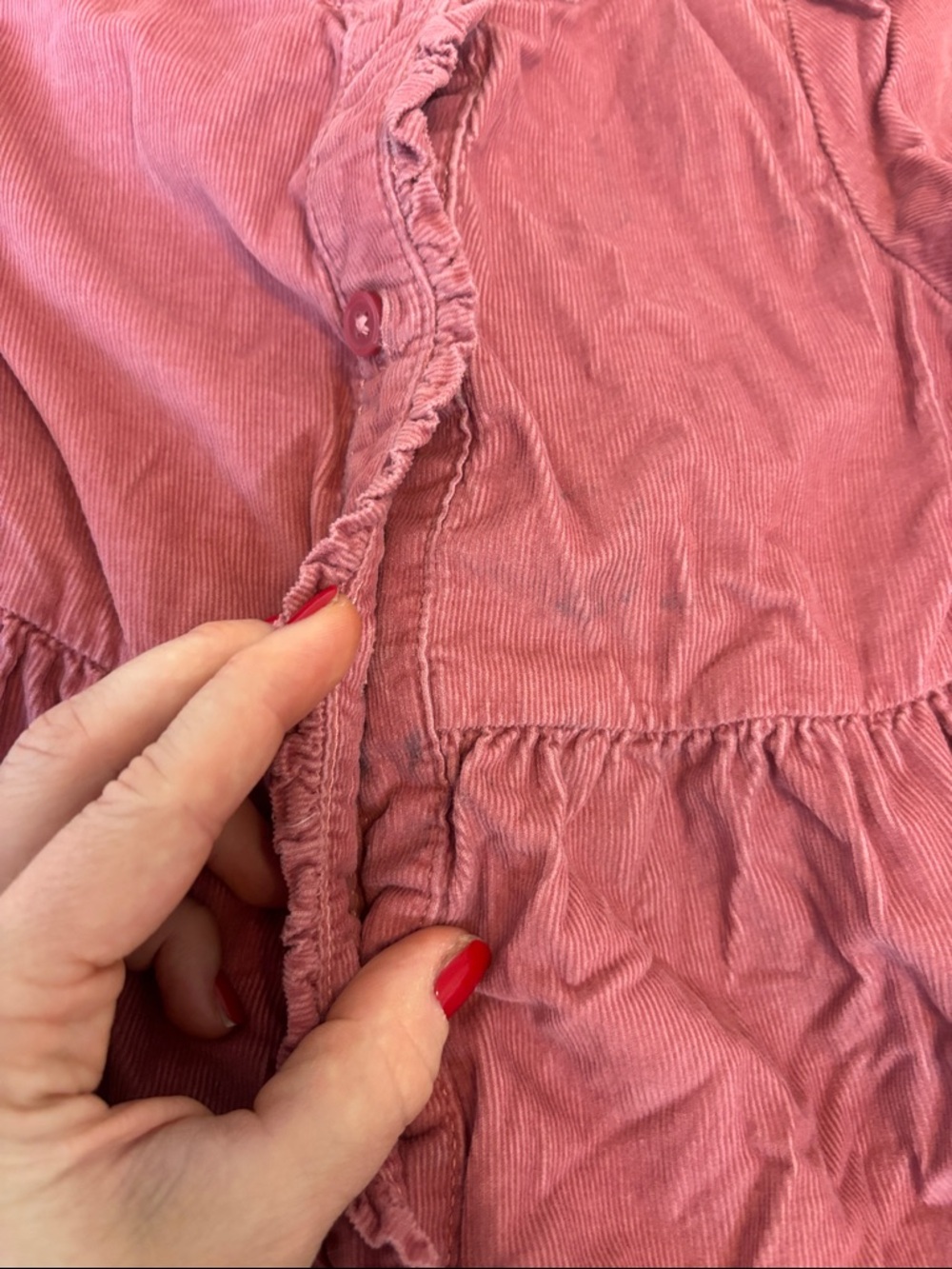 Girls' Corduroy Tiered Button-Front Dress in Dusty Rose - Picture 4 of 4